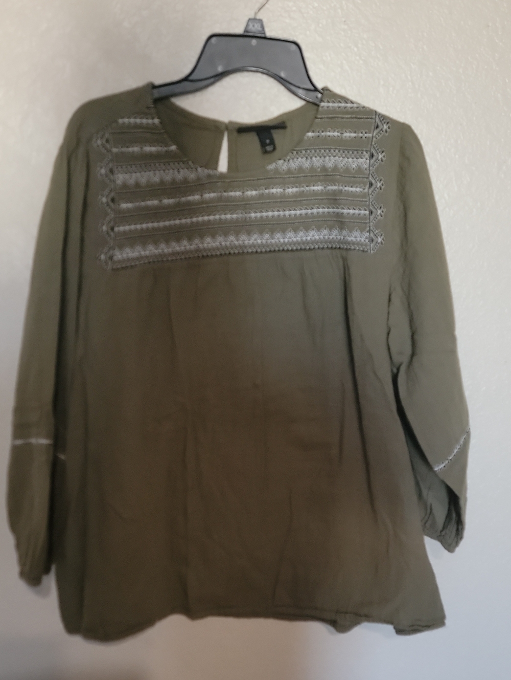 Lane Bryant Oliveembroidered Relaxed Peasant Blouse